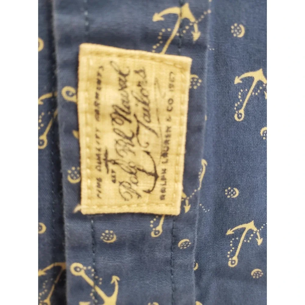 Ralph Lauren Shirt Boys XL 18-20 Blue Anchor Button Down Long Sleeve Nautical‎